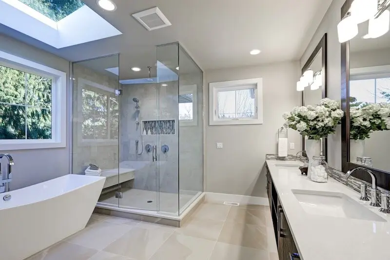 Modern bathroom with glass shower