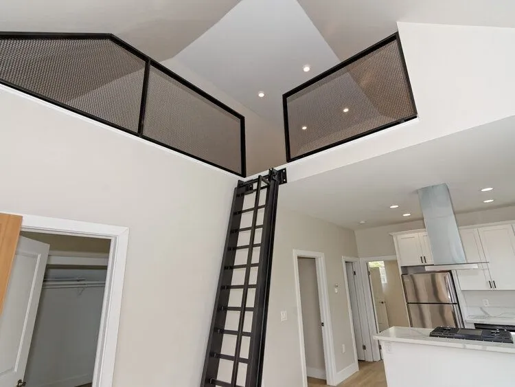 Modern loft apartment with ladder