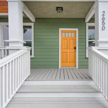 B St Colorful home entrance front porch
